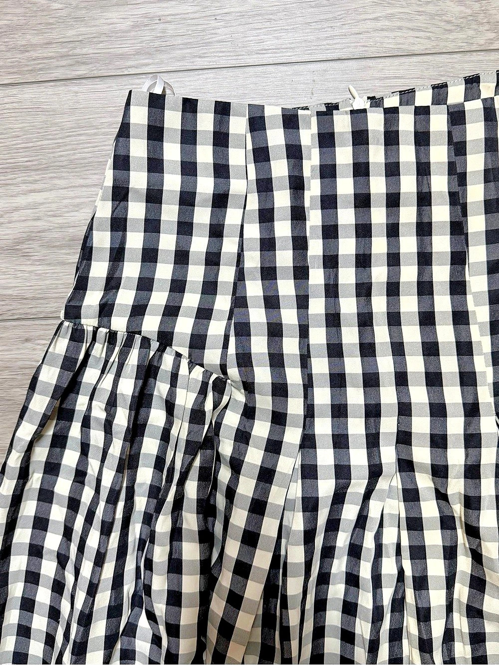 Commense Gingham Drop Waist Midi Skirt in Black & White Like New - Picture 2 of 3